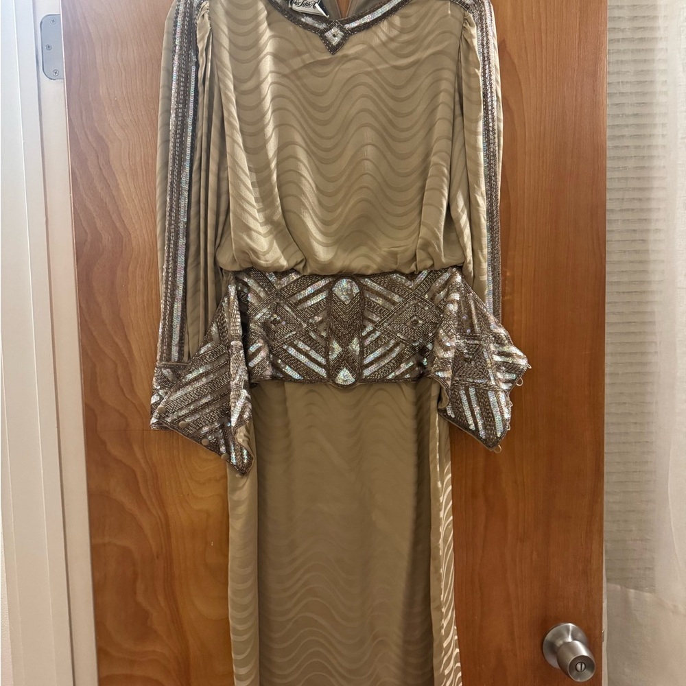 Saks Fifth Avenue Gold and Silver Long Sleeve Dress